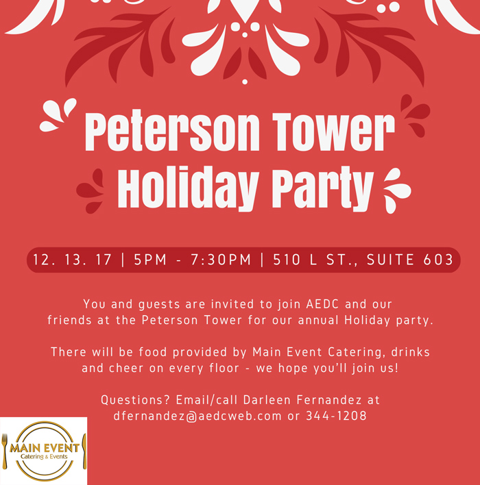 Save The Date The 17 Peterson Tower Holiday Party Aedc